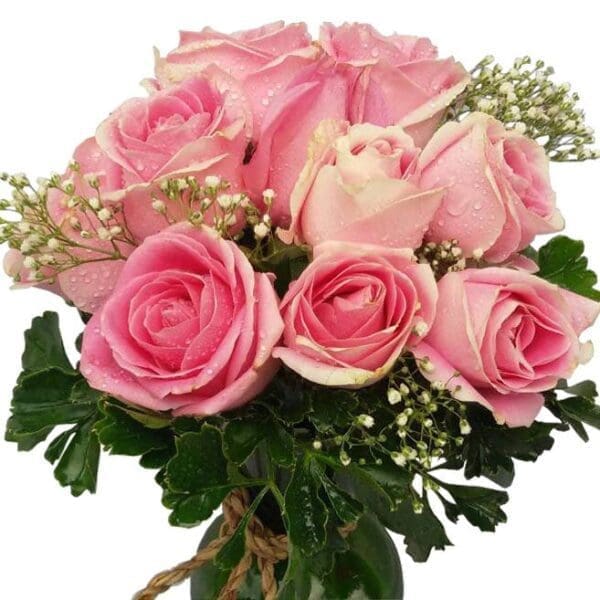 Pink Roses in a vase, close up