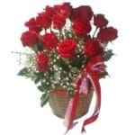 Red roses in a basket