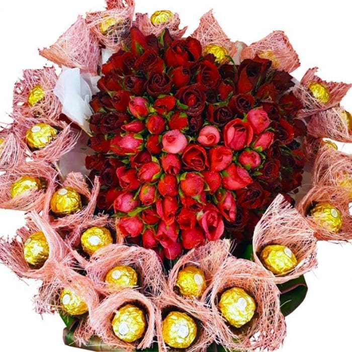 Chocolates & Roses in a Heart close