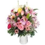 Special Mixed Vase with Lily, Chrysanthamum and Roses