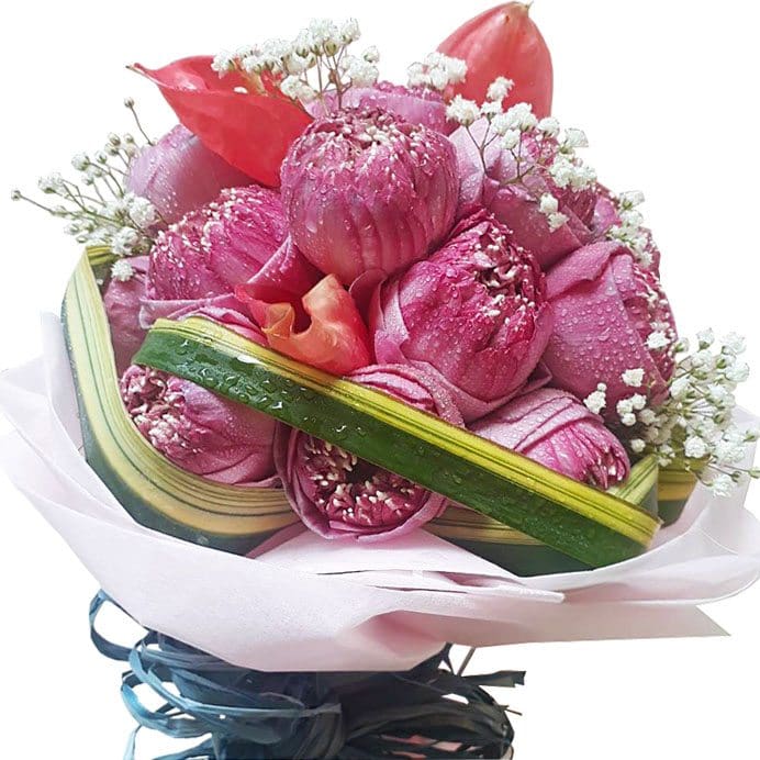 Pink Lotus Lily Bouquet close